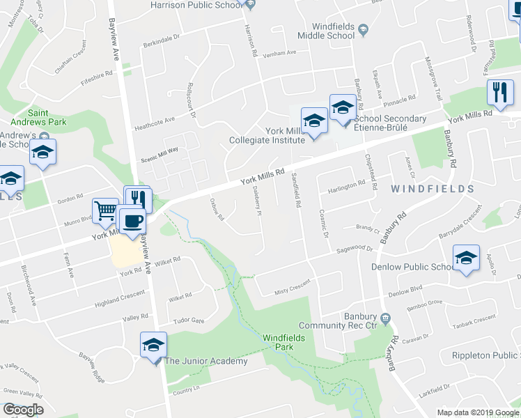 map of restaurants, bars, coffee shops, grocery stores, and more near 9 Daleberry Place in Toronto