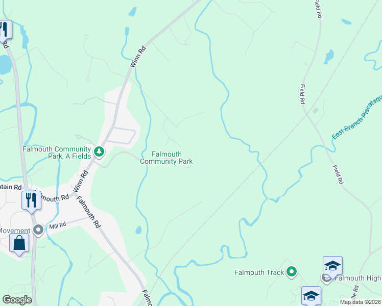 map of restaurants, bars, coffee shops, grocery stores, and more near 10 Greta Way in Falmouth