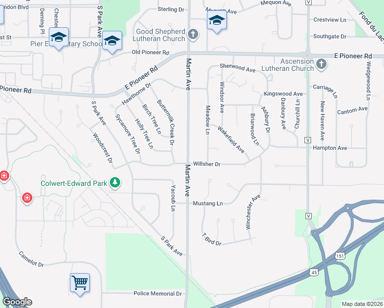 map of restaurants, bars, coffee shops, grocery stores, and more near 1085 Martin Avenue in Fond du Lac