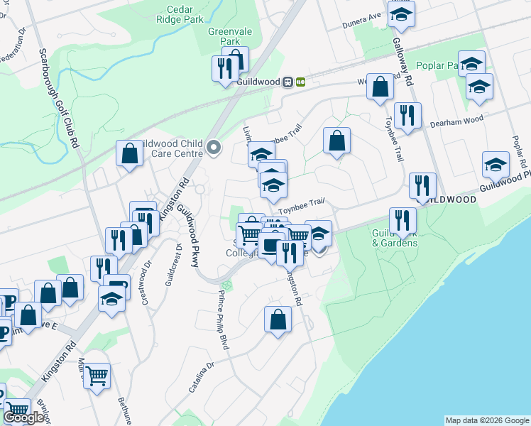 map of restaurants, bars, coffee shops, grocery stores, and more near 224 Livingston Road in Toronto