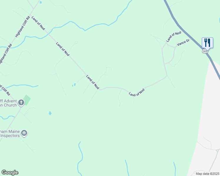 map of restaurants, bars, coffee shops, grocery stores, and more near 76 Land of Nod in Windham