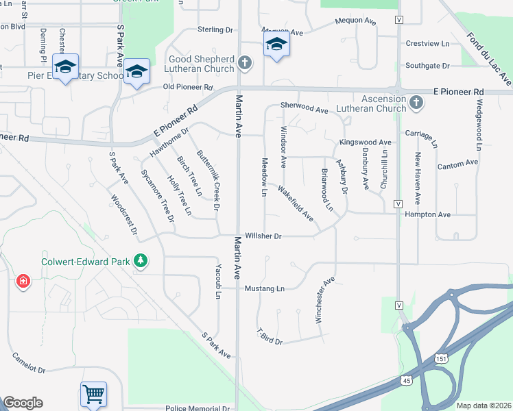 map of restaurants, bars, coffee shops, grocery stores, and more near 1085 Martin Avenue in Fond du Lac