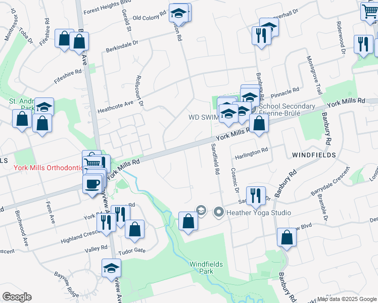 map of restaurants, bars, coffee shops, grocery stores, and more near 1 Daleberry Place in Toronto