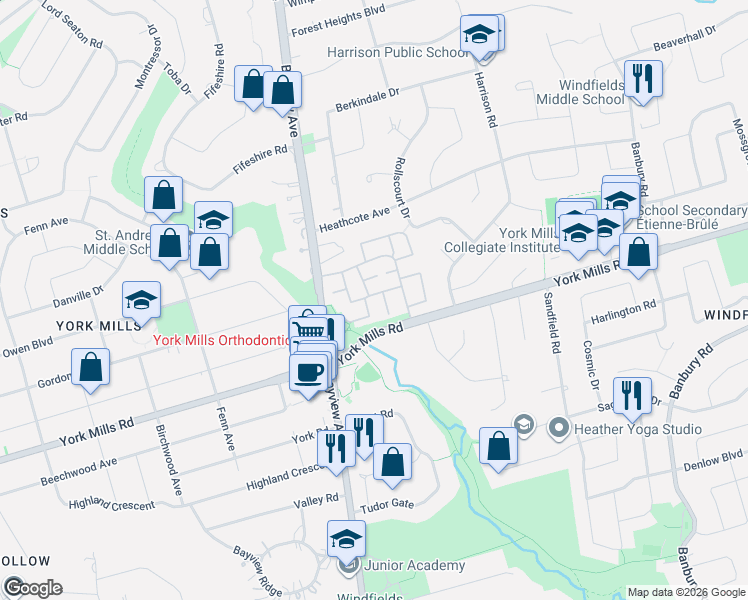 map of restaurants, bars, coffee shops, grocery stores, and more near 34 Sugar Mill Way in Toronto