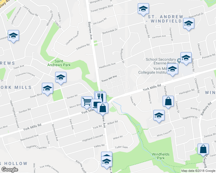 map of restaurants, bars, coffee shops, grocery stores, and more near 31 Anvil Millway in Toronto