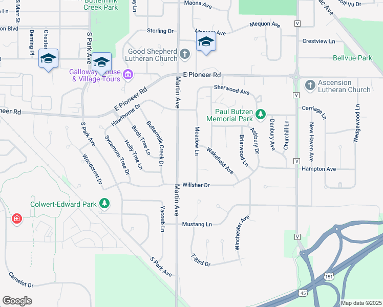 map of restaurants, bars, coffee shops, grocery stores, and more near 1027 Martin Avenue in Fond du Lac