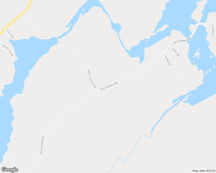 map of restaurants, bars, coffee shops, grocery stores, and more near Jerry Savorie Rd in Indian Lake