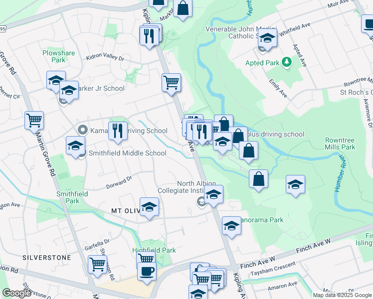 map of restaurants, bars, coffee shops, grocery stores, and more near in Toronto