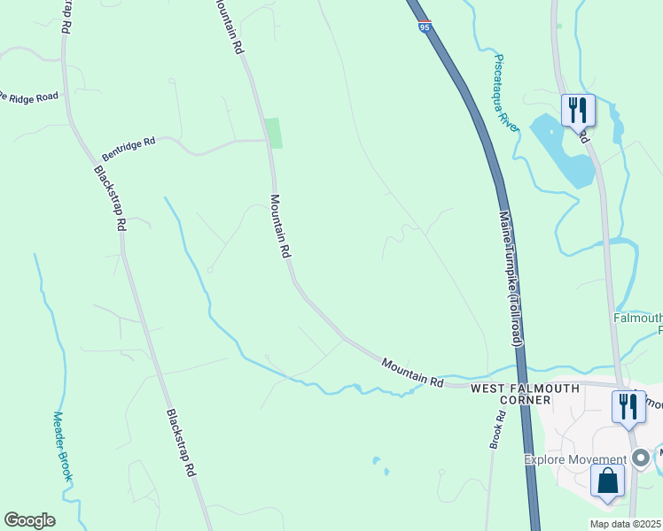 map of restaurants, bars, coffee shops, grocery stores, and more near 85 Mountain Road in Falmouth