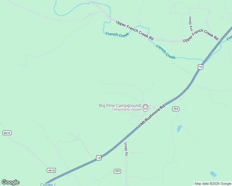 map of restaurants, bars, coffee shops, grocery stores, and more near Trails End Road in Custer