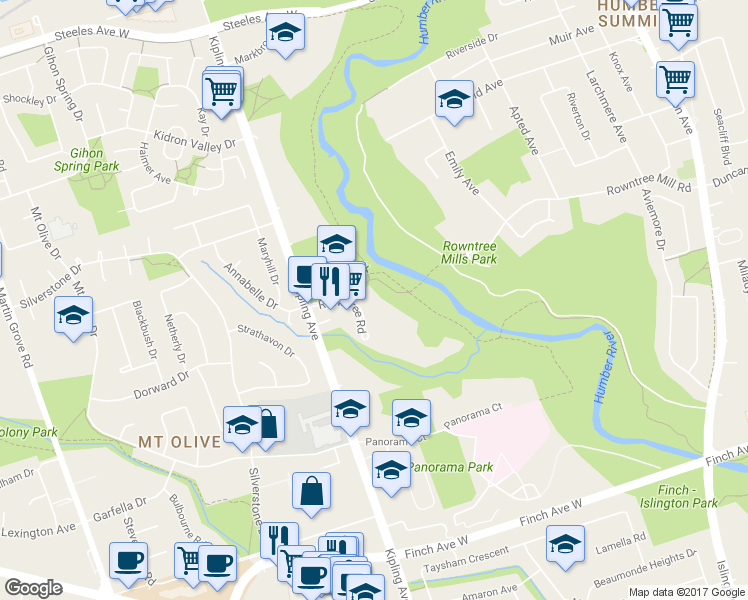 map of restaurants, bars, coffee shops, grocery stores, and more near in Toronto