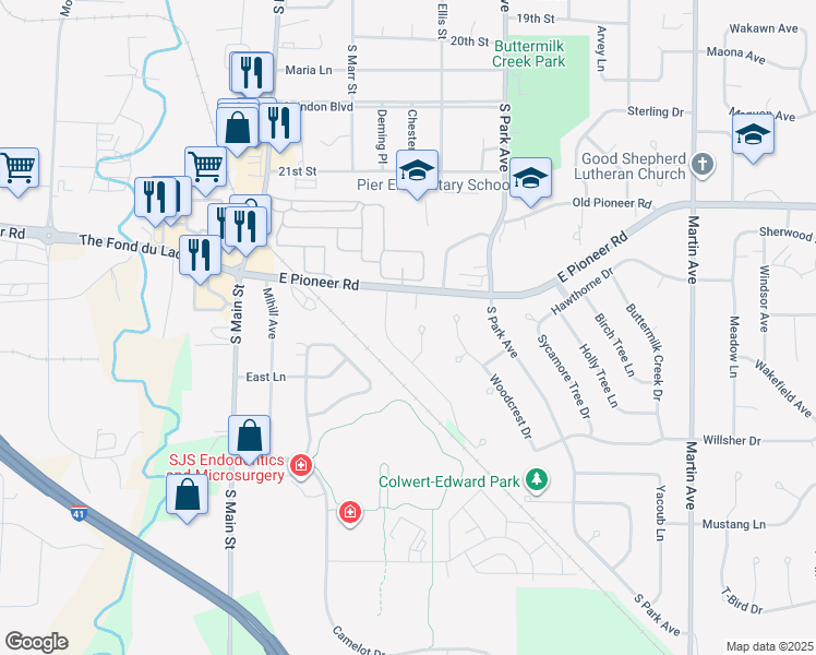 map of restaurants, bars, coffee shops, grocery stores, and more near 42 Roberta Court in Fond du Lac
