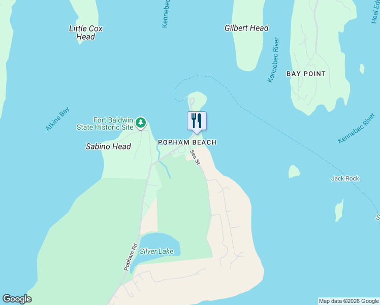 map of restaurants, bars, coffee shops, grocery stores, and more near in Popham Beach