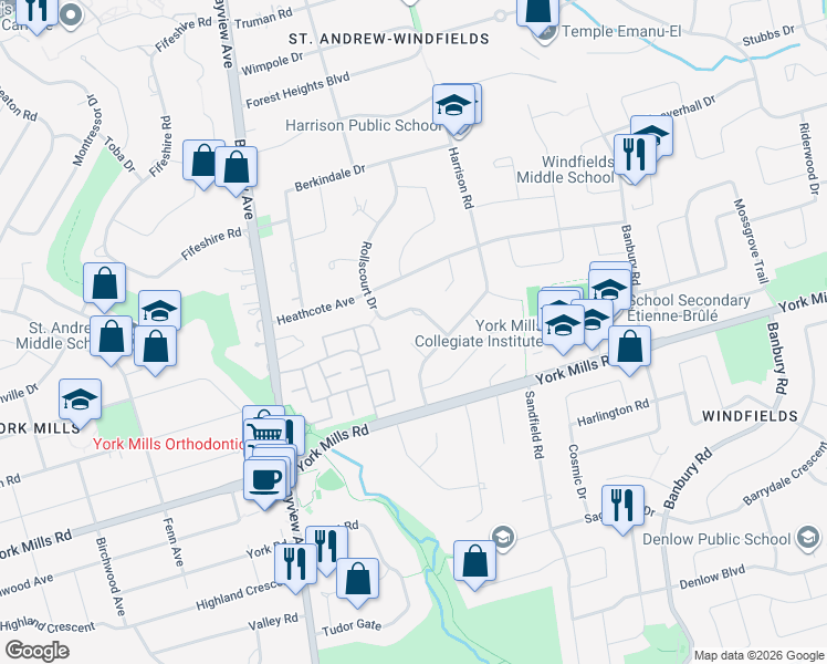 map of restaurants, bars, coffee shops, grocery stores, and more near 5 Bachelor Place in Toronto