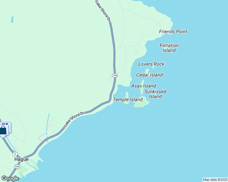 map of restaurants, bars, coffee shops, grocery stores, and more near 9250 Lake Shore Drive in Hague