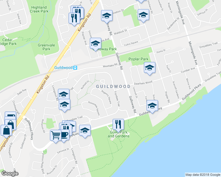 map of restaurants, bars, coffee shops, grocery stores, and more near 3 Wythenshawe Wood in Toronto