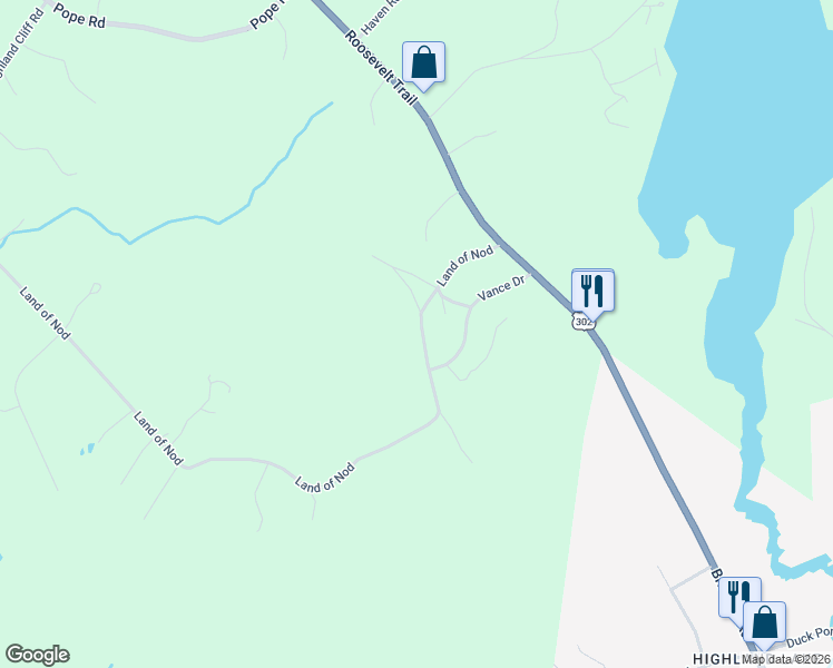 map of restaurants, bars, coffee shops, grocery stores, and more near 23 Land of Nod in Windham