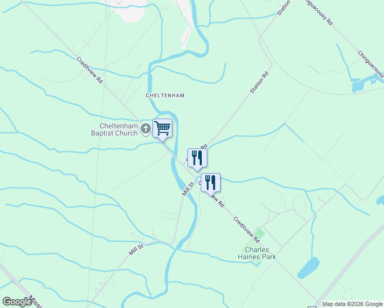 map of restaurants, bars, coffee shops, grocery stores, and more near 1510 Station Road in Caledon