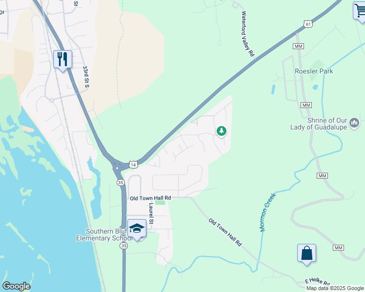 map of restaurants, bars, coffee shops, grocery stores, and more near 4372 Brickyard Lane in La Crosse