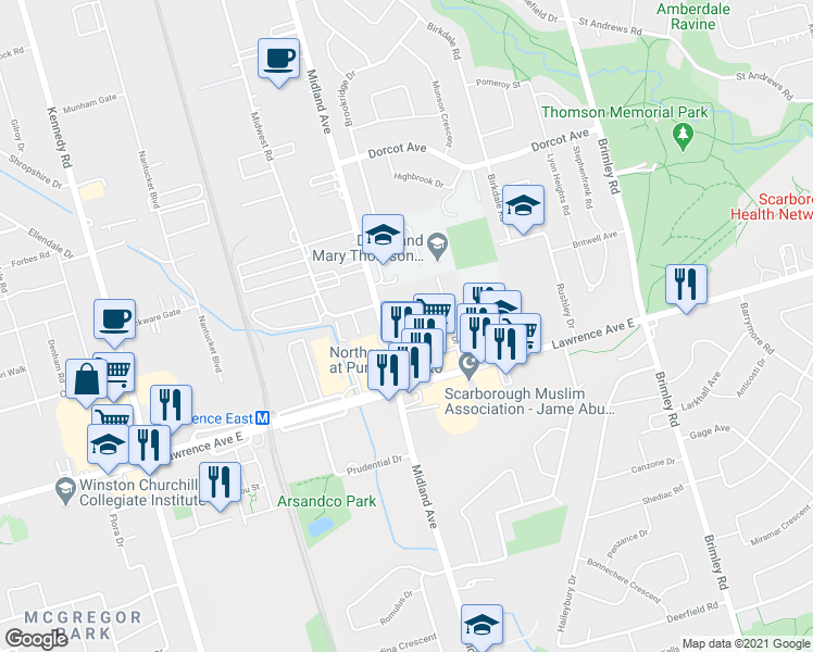 map of restaurants, bars, coffee shops, grocery stores, and more near 37 Archibald Mews in Toronto