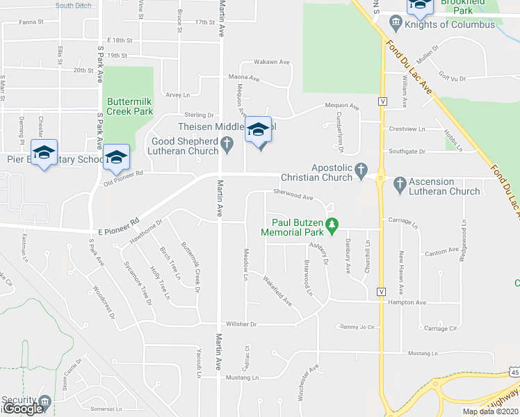 map of restaurants, bars, coffee shops, grocery stores, and more near 926 Windsor Avenue in Fond du Lac
