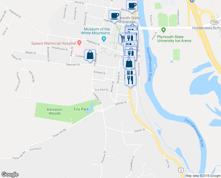 map of restaurants, bars, coffee shops, grocery stores, and more near 26 Winter Street in Plymouth