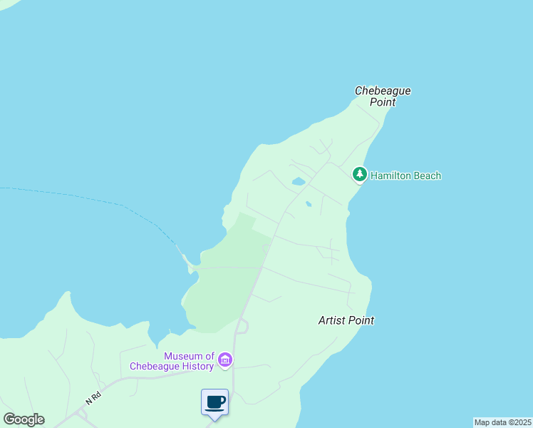 map of restaurants, bars, coffee shops, grocery stores, and more near 9 West View Road in Chebeague Island