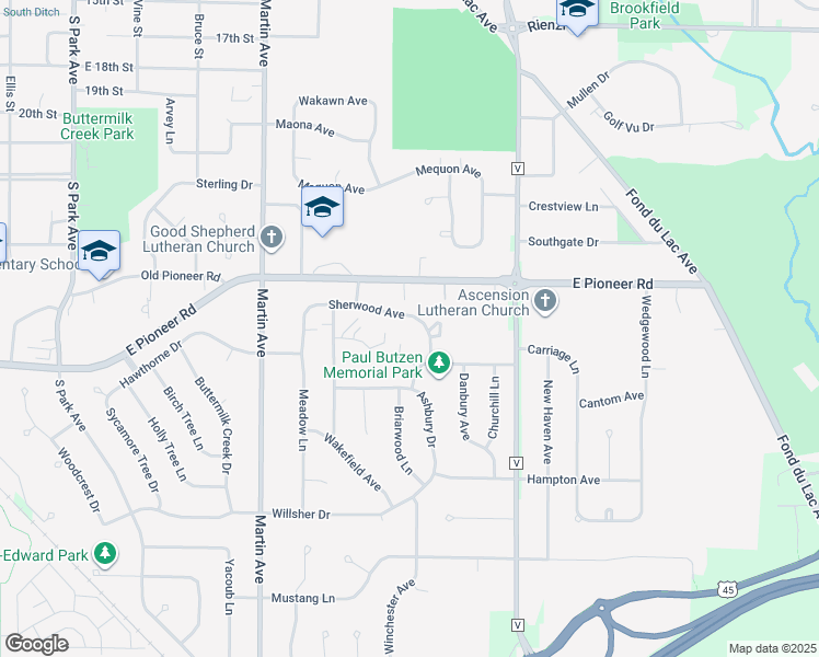 map of restaurants, bars, coffee shops, grocery stores, and more near 566 Sherwood Avenue in Fond du Lac