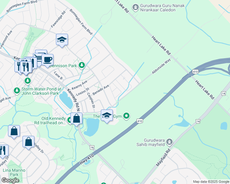 map of restaurants, bars, coffee shops, grocery stores, and more near 30 Cedarcrest Street in Regional Municipality of Peel