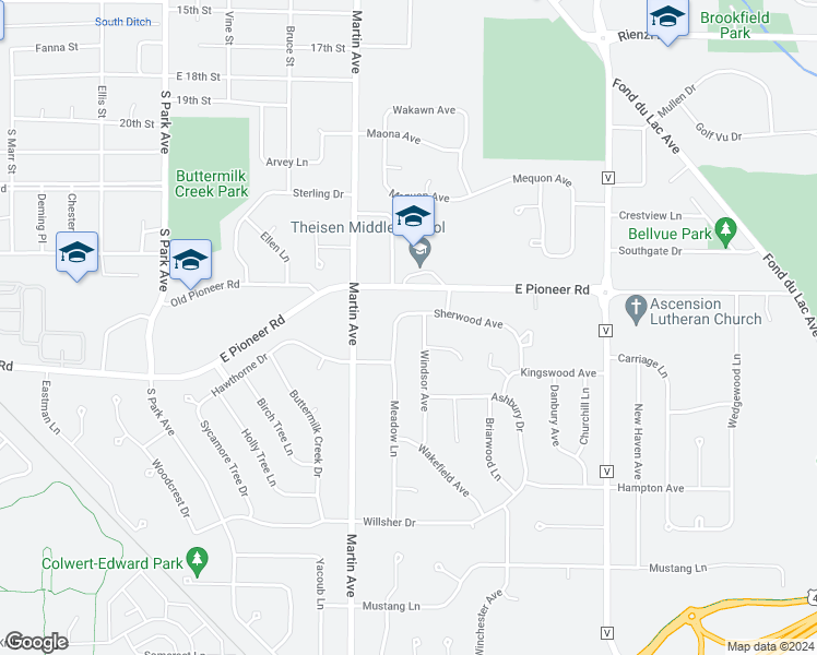 map of restaurants, bars, coffee shops, grocery stores, and more near 926 Windsor Avenue in Fond du Lac