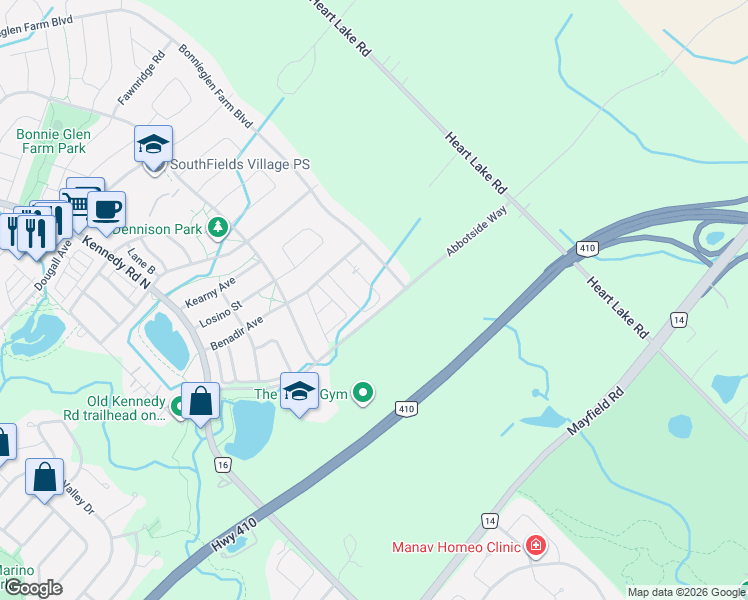 map of restaurants, bars, coffee shops, grocery stores, and more near 25 Aspenview Avenue in Caledon