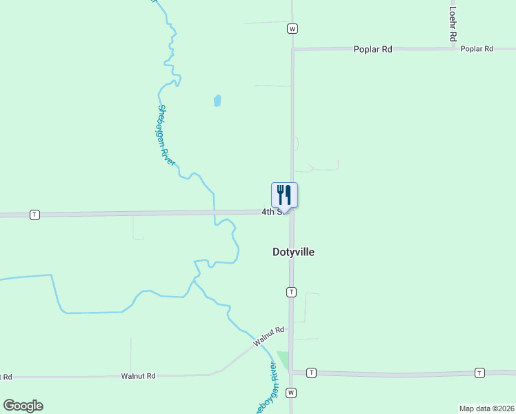 map of restaurants, bars, coffee shops, grocery stores, and more near W2145 4th Street in Fond du Lac