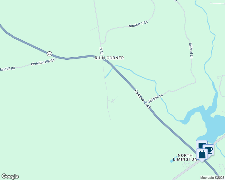 map of restaurants, bars, coffee shops, grocery stores, and more near 24 South Road in Limington