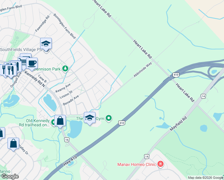 map of restaurants, bars, coffee shops, grocery stores, and more near 51 Doris Pawley Crescent in Caledon