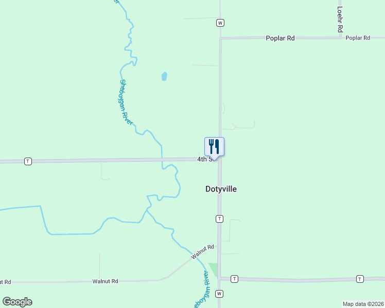 map of restaurants, bars, coffee shops, grocery stores, and more near W2145 4th Street in Fond du Lac