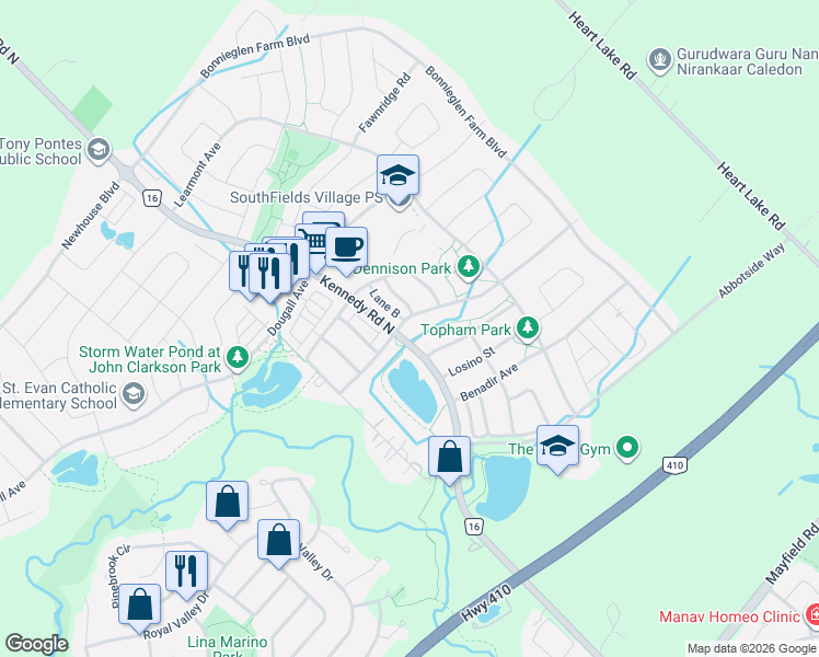 map of restaurants, bars, coffee shops, grocery stores, and more near in Regional Municipality of Peel