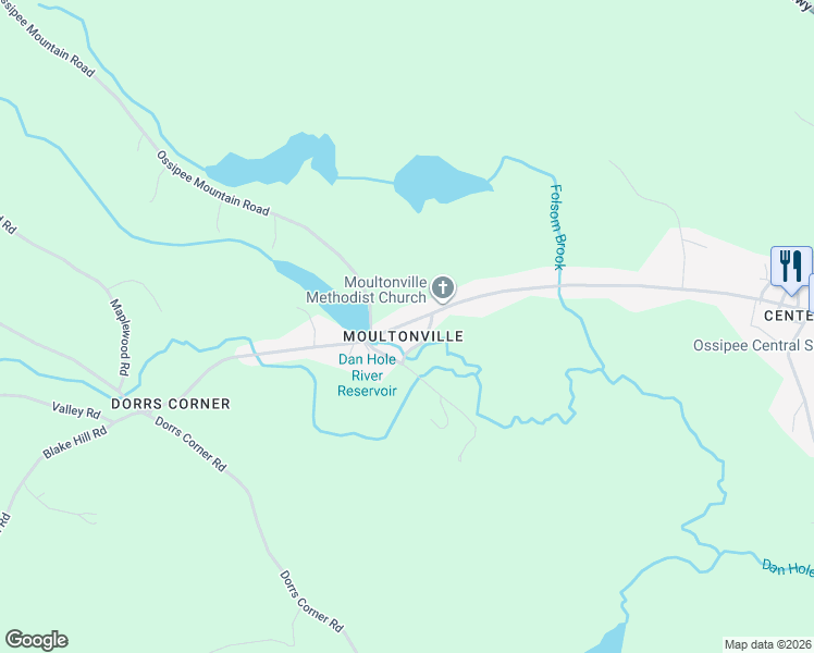 map of restaurants, bars, coffee shops, grocery stores, and more near 109 Moultonville Road in Ossipee