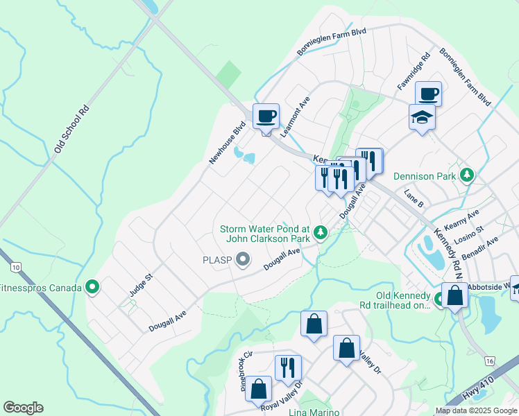 map of restaurants, bars, coffee shops, grocery stores, and more near 110 Royal Fern Cres in Caledon