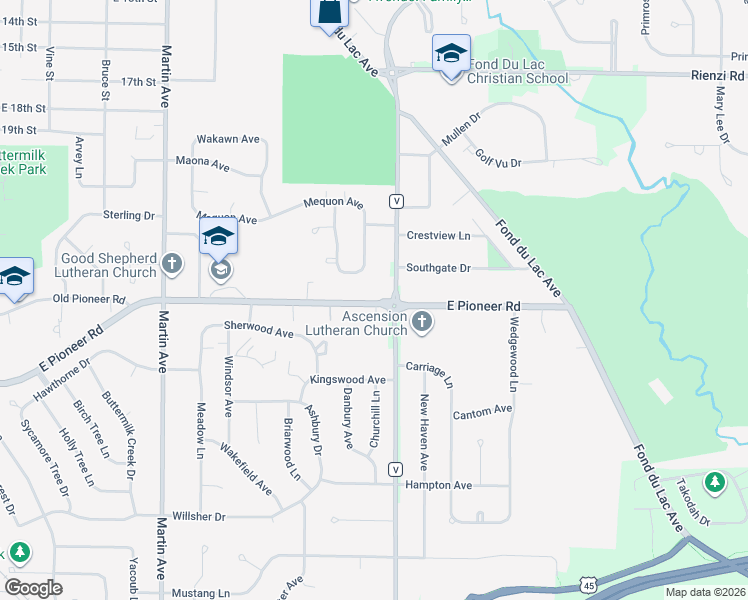 map of restaurants, bars, coffee shops, grocery stores, and more near 669 East Pioneer Road in Fond du Lac