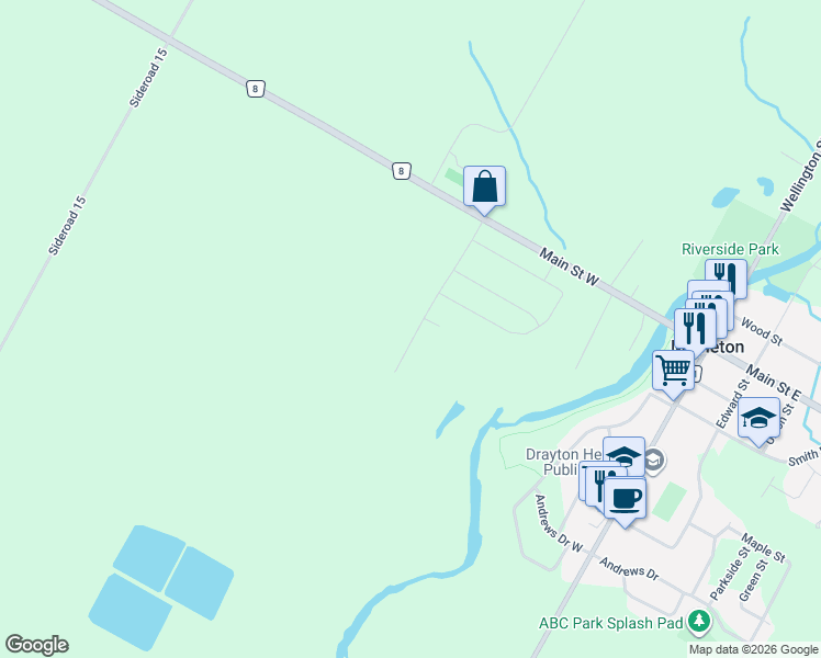map of restaurants, bars, coffee shops, grocery stores, and more near in Wellington County