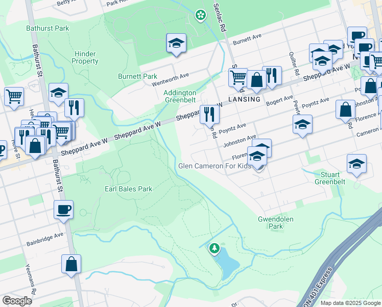 map of restaurants, bars, coffee shops, grocery stores, and more near 322 Johnston Avenue in Toronto