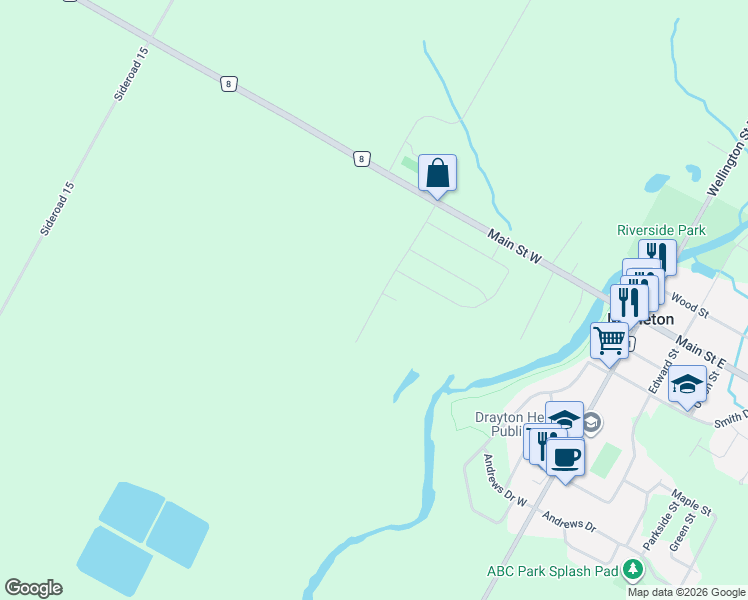 map of restaurants, bars, coffee shops, grocery stores, and more near in Wellington County