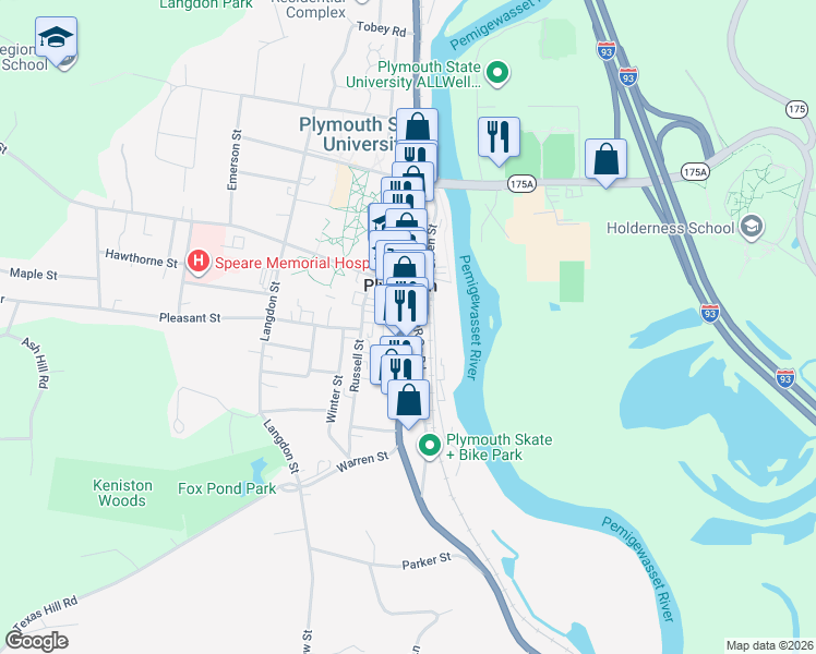 map of restaurants, bars, coffee shops, grocery stores, and more near in Plymouth