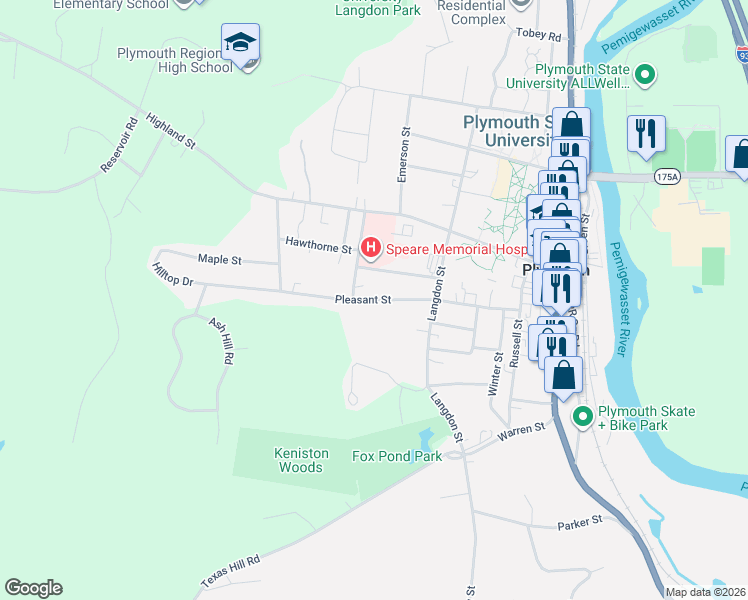 map of restaurants, bars, coffee shops, grocery stores, and more near 36 Pleasant St in Plymouth