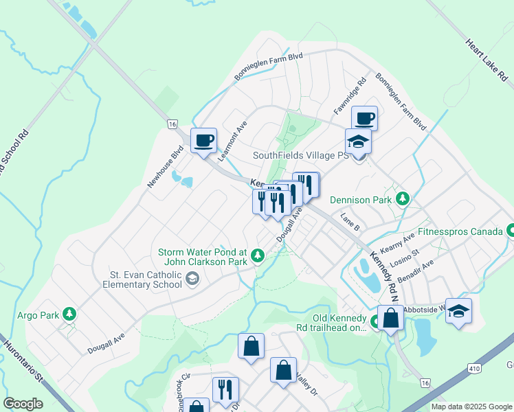 map of restaurants, bars, coffee shops, grocery stores, and more near 42 McPherson Road in Caledon