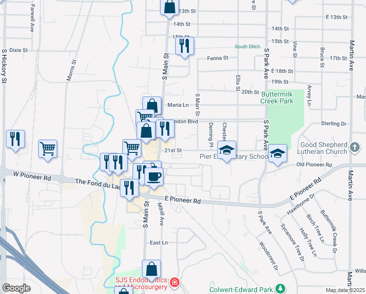 map of restaurants, bars, coffee shops, grocery stores, and more near 51 21st Street in Fond du Lac
