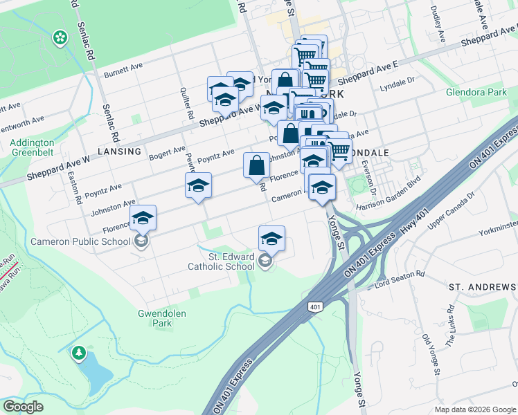 map of restaurants, bars, coffee shops, grocery stores, and more near 81 Cameron Avenue in Toronto