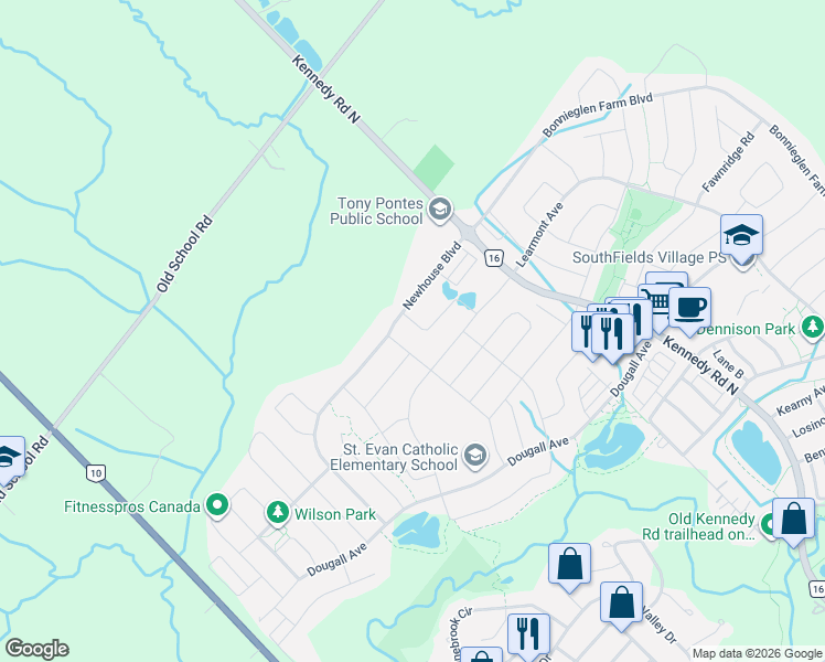 map of restaurants, bars, coffee shops, grocery stores, and more near 68 Phyllis Drive in Caledon
