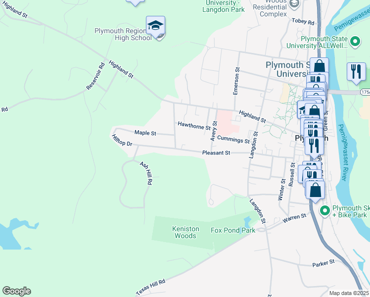 map of restaurants, bars, coffee shops, grocery stores, and more near 54 Pleasant Street in Plymouth