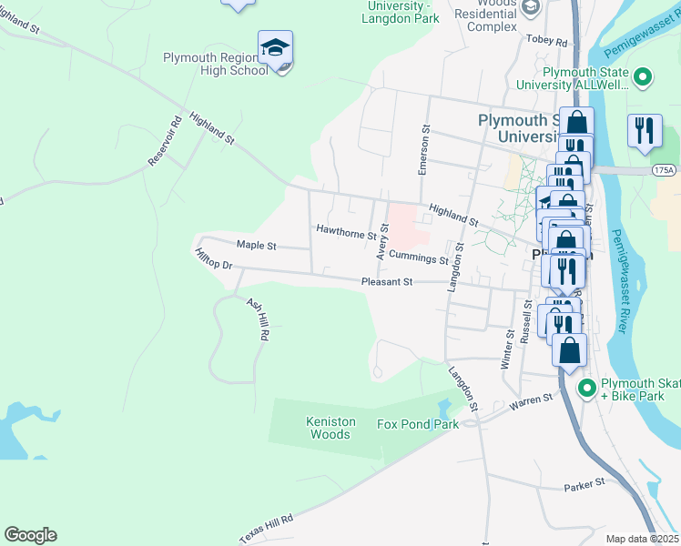 map of restaurants, bars, coffee shops, grocery stores, and more near 54 Pleasant Street in Plymouth
